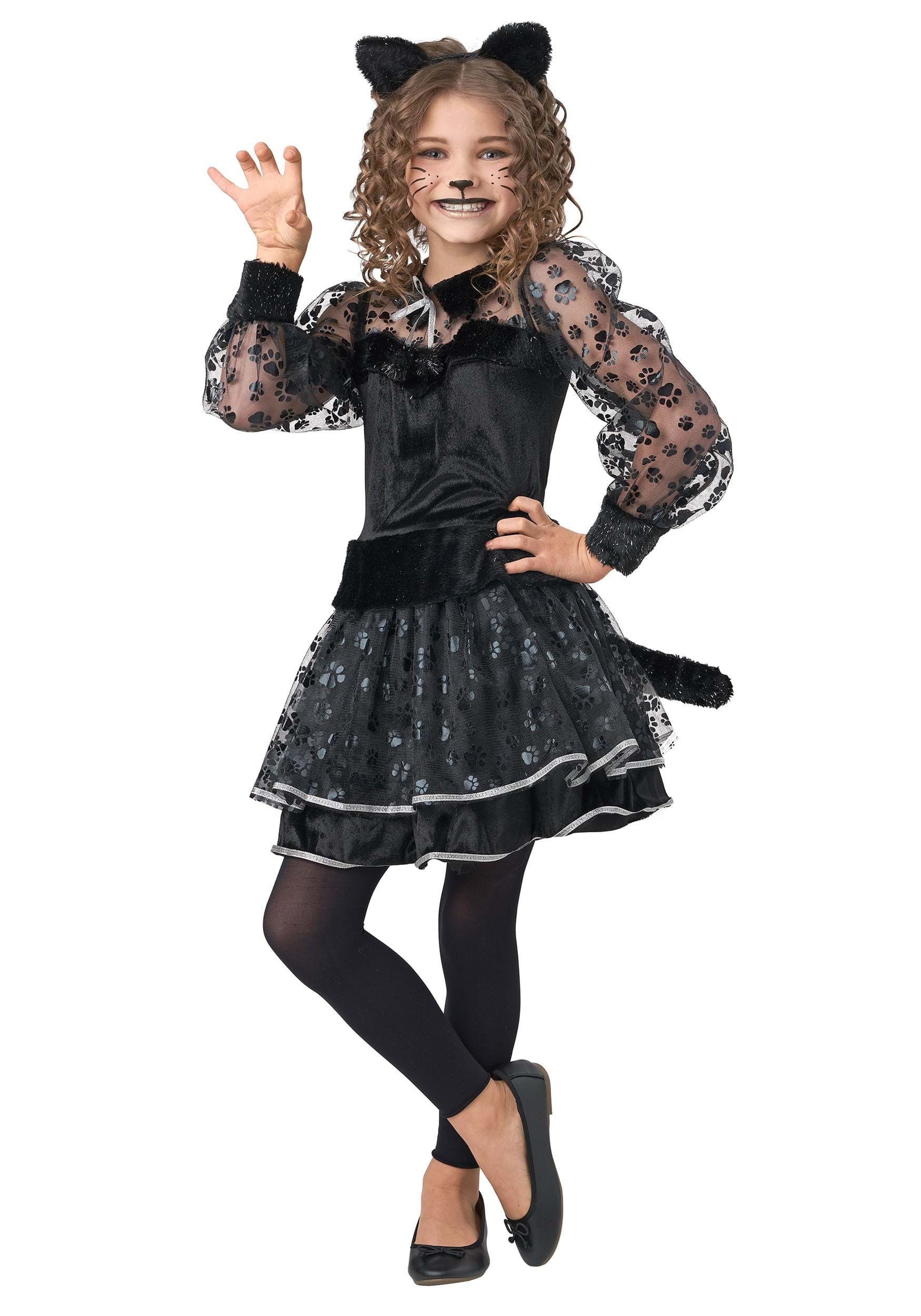 Kitten Tracks Costume Dress For Girls , Black Cat Costumes