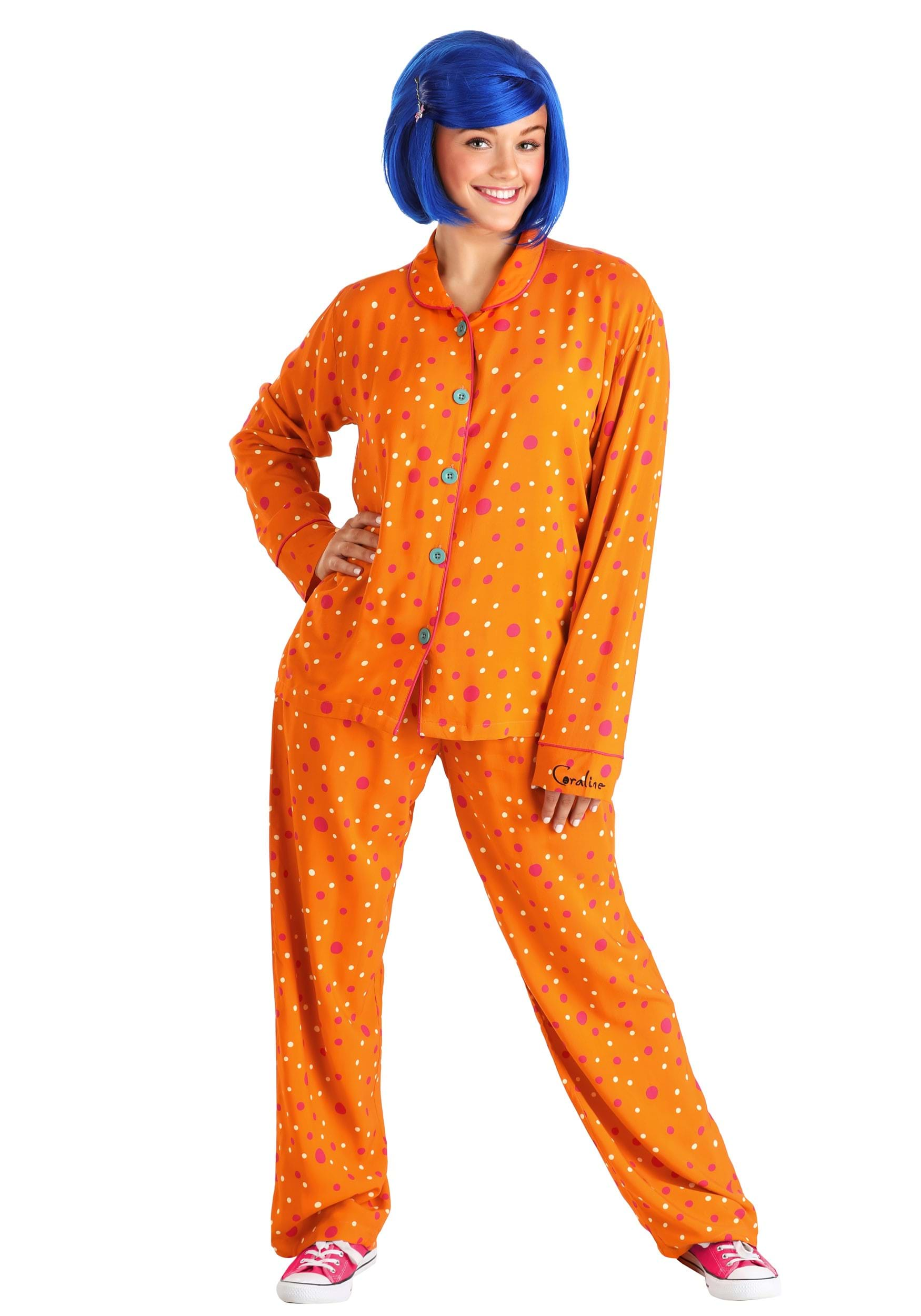 Adult Coraline Pajamas Top & Bottom Set , Coraline Costumes