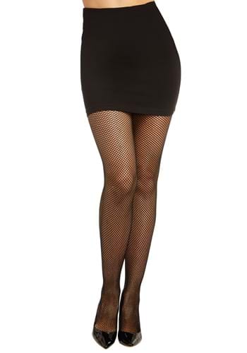 Women's Black Fishnet Stockings with Solid Panty