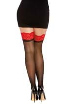 Women's Anti-Slip Black w/ Red Top and Bow Thigh H Alt 1