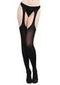 Womens Black Semi Opaque Suspender Pantyhose Main