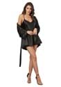 Womens Black Shalimar Charmeuse Babydoll Robe