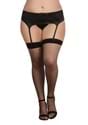 Women's Plus Size Sheer Black Thigh High Stockings with Garter Belt and  Comfort Lace Top Anti-Slip Elastic Band