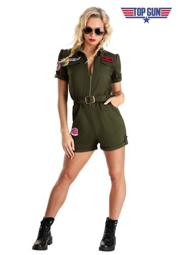 Womens Flight Suit Romper Top Gun Costume