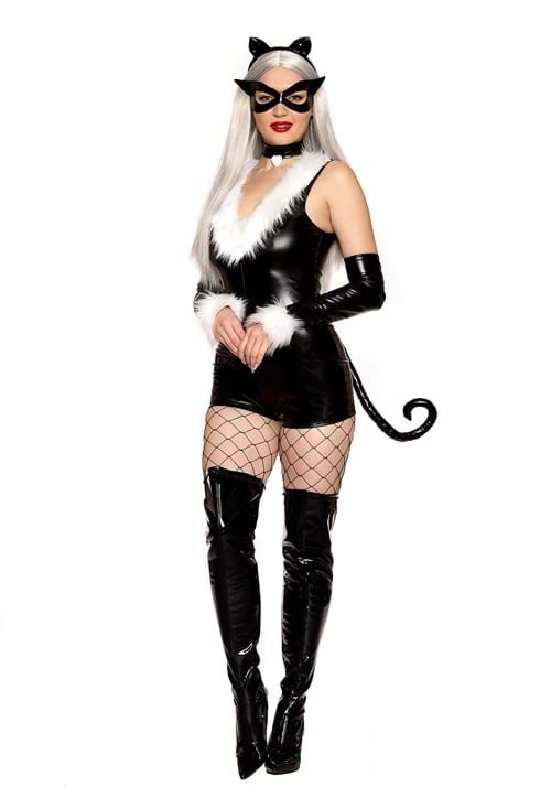 Womens Sexy Comic Book Cat Burglar Costume White UPD