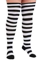 Plus Size Black and White Striped Witch Socks