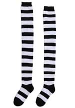 Plus Size Black and White Striped Witch Socks Alt 1