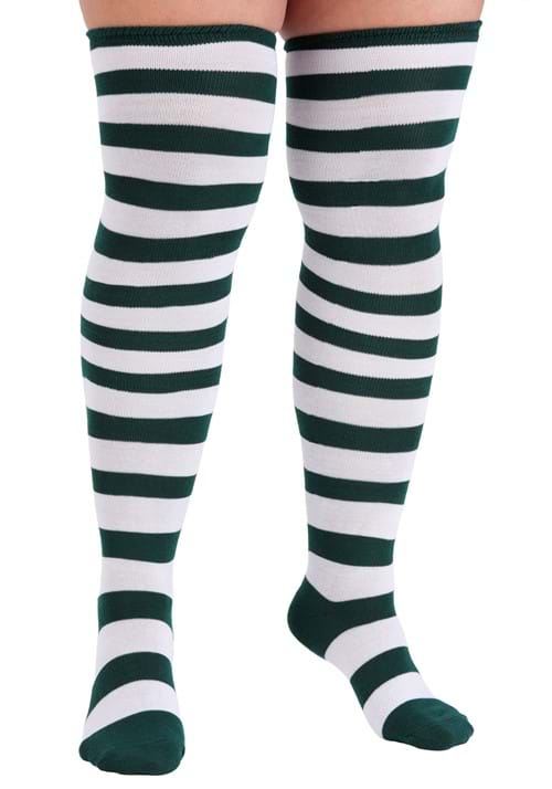 Plus Size White/Green Munchkin Socks