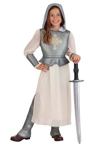 Girls Shining Silver Joan of Arc Costume