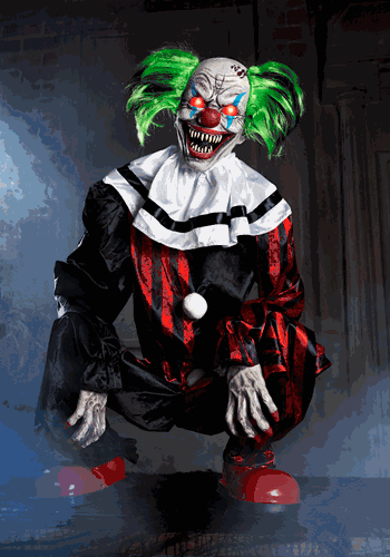 Crouching Clown Red Animatronic