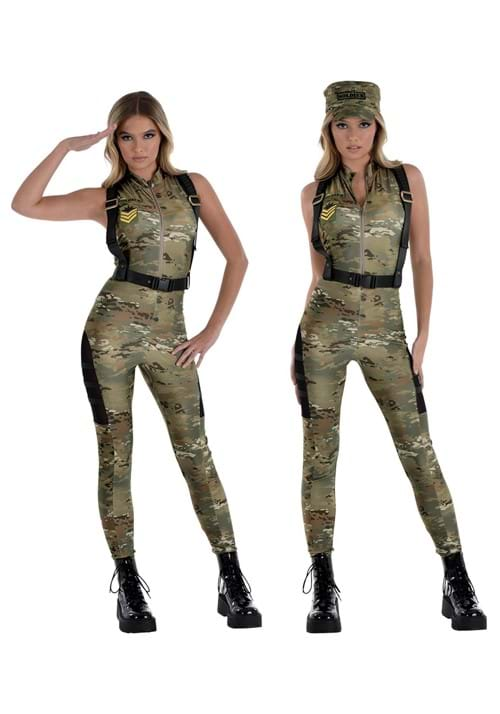 Womens Soldier Jumpsuit Costume