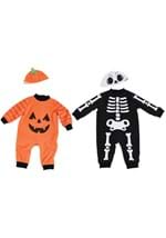 Reversible Skeleton & Pumpkin Infant Onesie Costume Alt 2