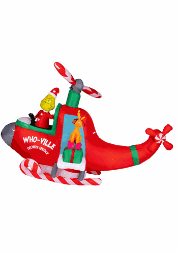 Animated Grinch in Helicopter Inflatable