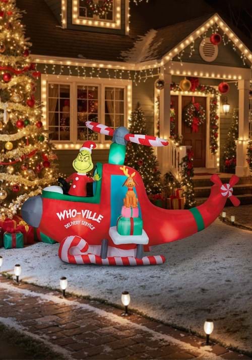 Animated Grinch in Helicopter Inflatable UPD