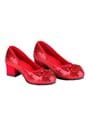 Girls Red Sequin Costume Shoes