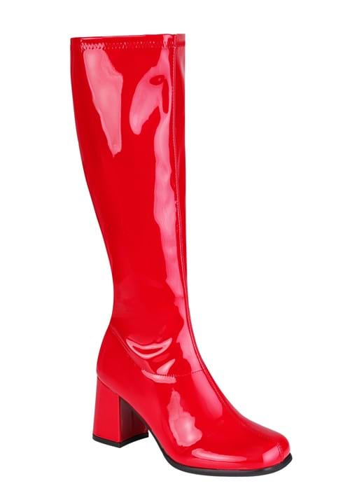 Women's Patent Red Gogo Costume Boots